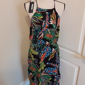 Sexy Tracy Reese Tropical Print Midi Halter Dress Size Large New with Tags